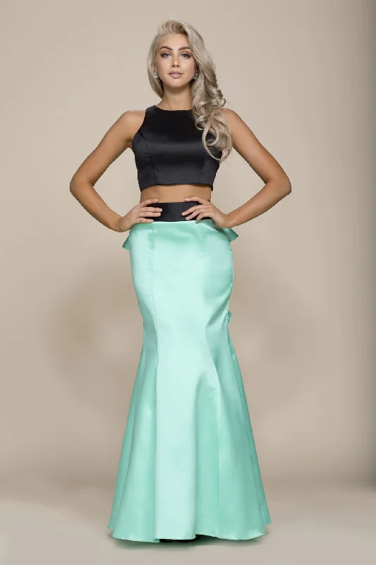 TWO-PIECE JEWEL TRUMPET MERMAID PROM DRESS WITH RUFFLE BACK 8292 BY NARIANNA