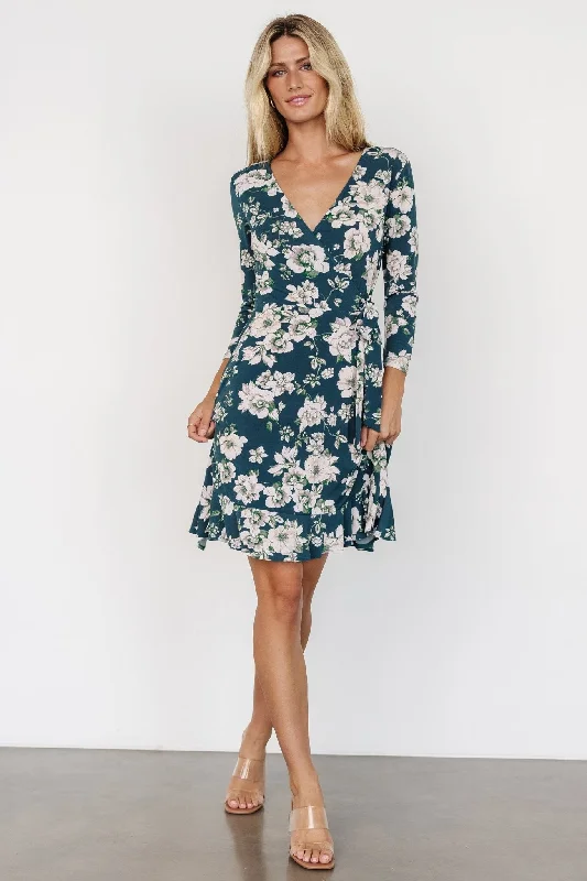 Declan Short Dress | Dark Green Floral