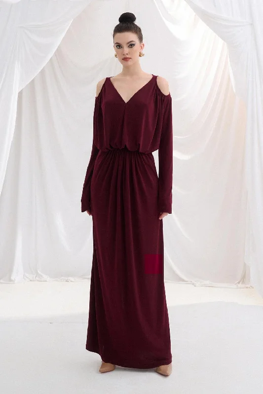 Don’t Wait – Deals Won’t Last!Calliope Blouson Cold Shoulder Sleeved Cotton Maxi Dress