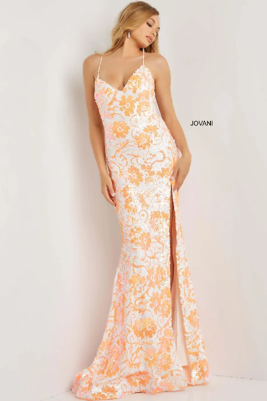 Huge Savings – Act Now!Jovani 08255 Spaghetti Strap Long Formal Gown