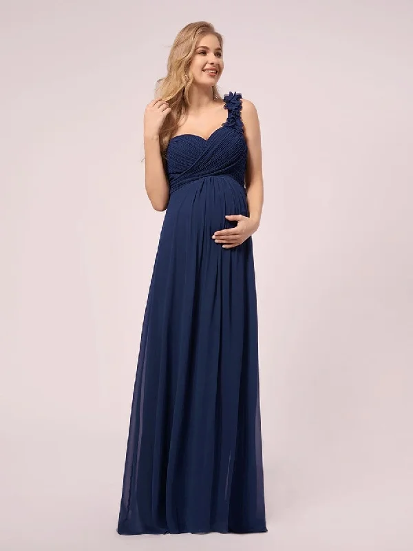 Limited Stock Available!Maxi Long Flower One Shoulder Maternity Dress