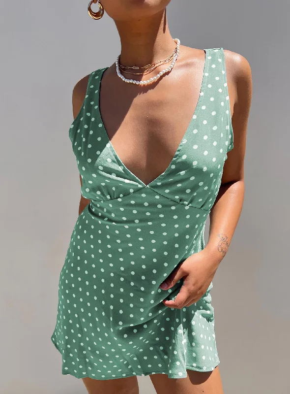 Buy More, Save More!Nellie Mini Dress Green Polka Dot