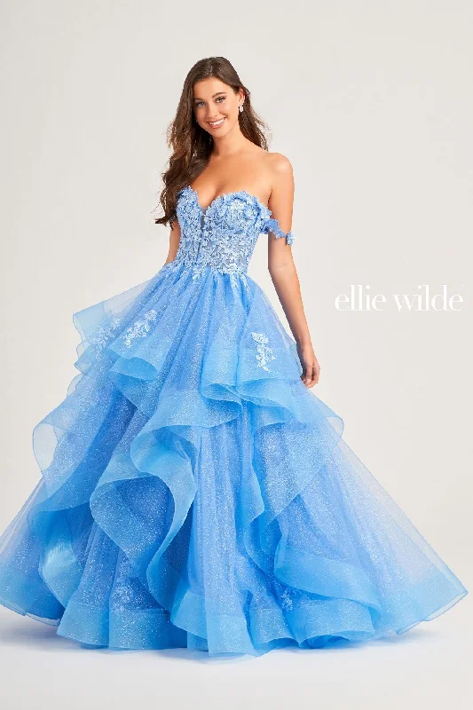 Only a Few Left – Order Now!Ellie Wilde EW35084 Glitter Long Ball Gown Prom Dress