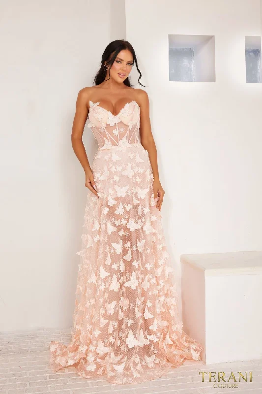 Limited-Time Price Drop!Terani Couture 241P2086 A Line Embellished Long Prom Dress