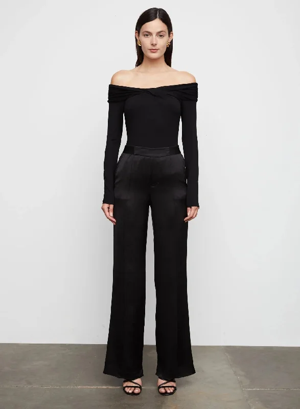 Shop More, Spend Less!Angel Hammered Satin Evening Pant in Black
