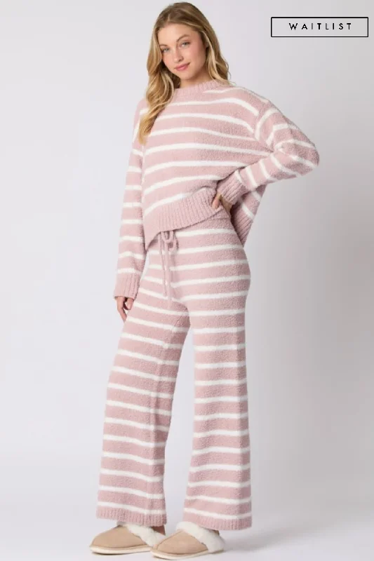 The Best Sale of the Year!Waitlist 11/5 ♥ Dana Long Sleeve Striped Sweater Top And Pants Set Pink