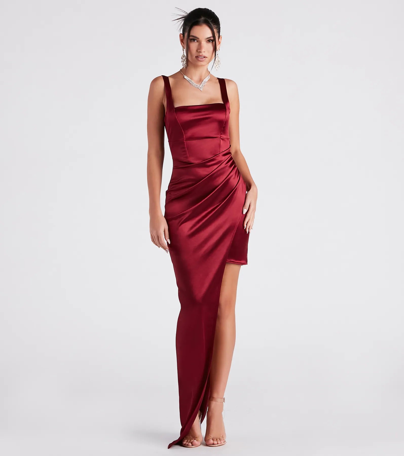 Shop Now and Save!Callie High Slit Satin Formal Dress