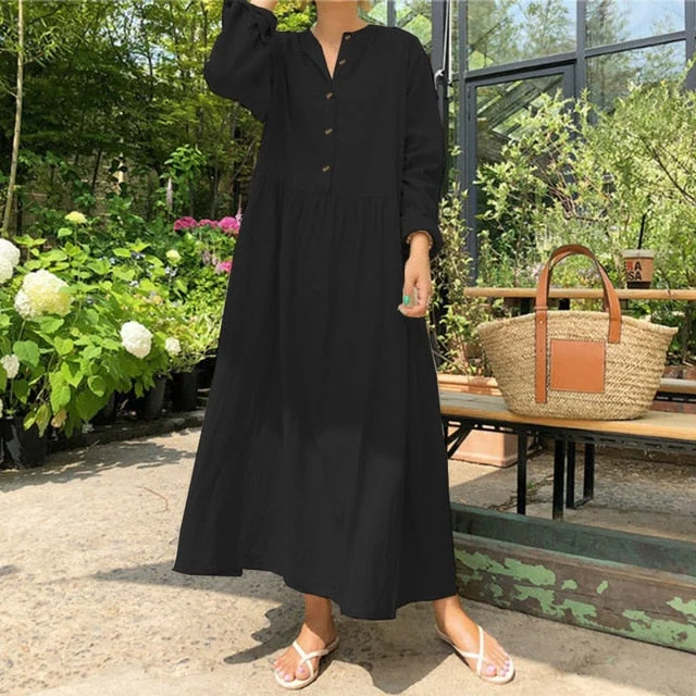 Save Up to 50% Off!Amy Fashion - Casual Solid Long Shirt Dress
