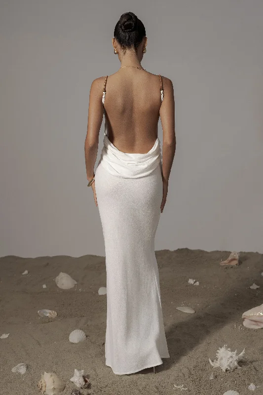 Huge Price Cuts Await!Ivory Getaway Linen Maxi Dress