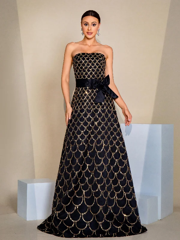 Time to Save Big!Fishscale Sequin Strapless A-line Dress GM00433