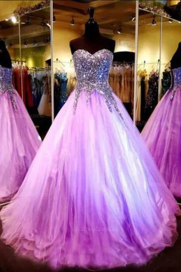 Shop More, Spend Less!Luxurious Sweetheart Princess Tulle Evening Dress Crystals Sequins