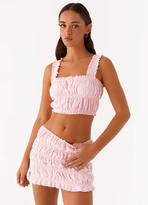 Unbeatable Prices!Off by Heart Shirred Skirt - Blush