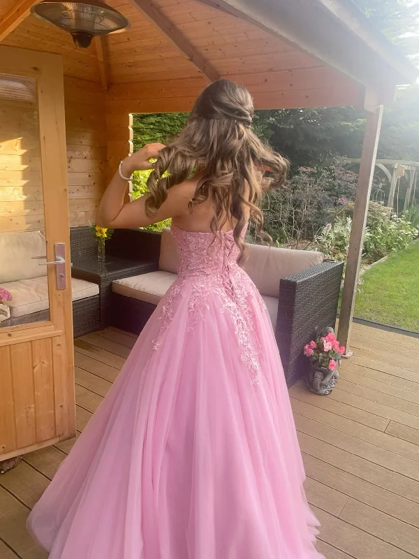 Shop Now and Save!Pink Tulle Strapless Long Prom Dress Long Evening Dress     cg25200