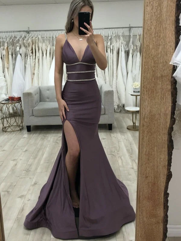 Must-Have Deals Inside!Spaghetti Straps Mermaid Long Prom Dresses，Beaded Design Party Dresses， Popular 2022 Prom Dresses