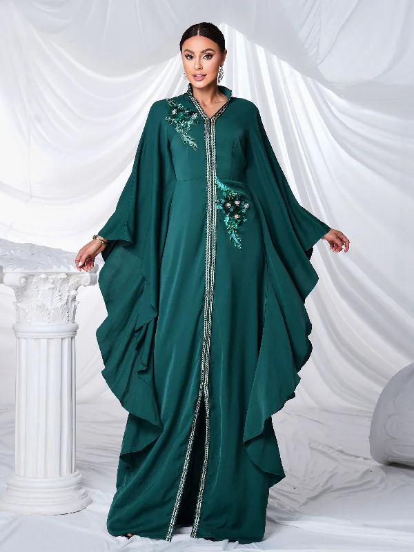 Price Drop Alert!V-neck Appliqued Embroidery Coccon Dress MES00435