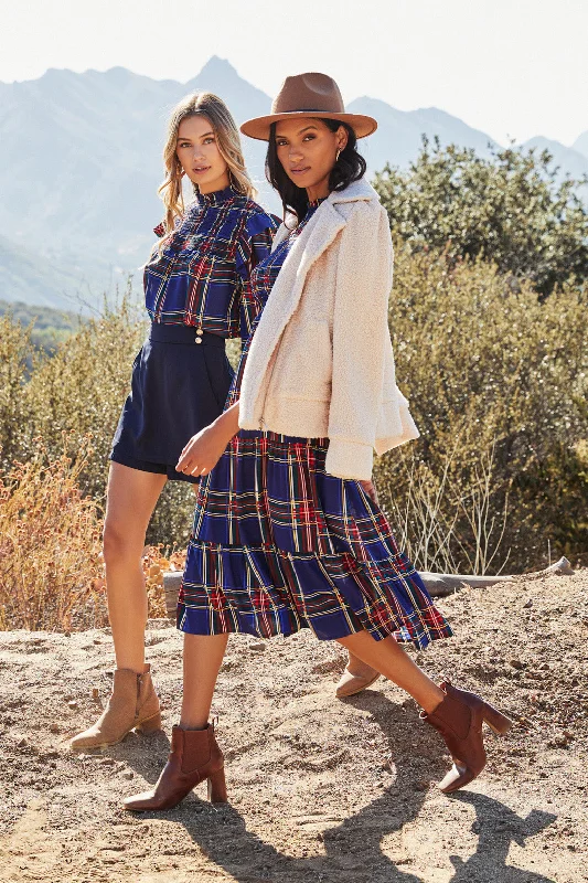 Special Discounts Inside!Lakeview Plaid Smocked Tiered Midi Dress